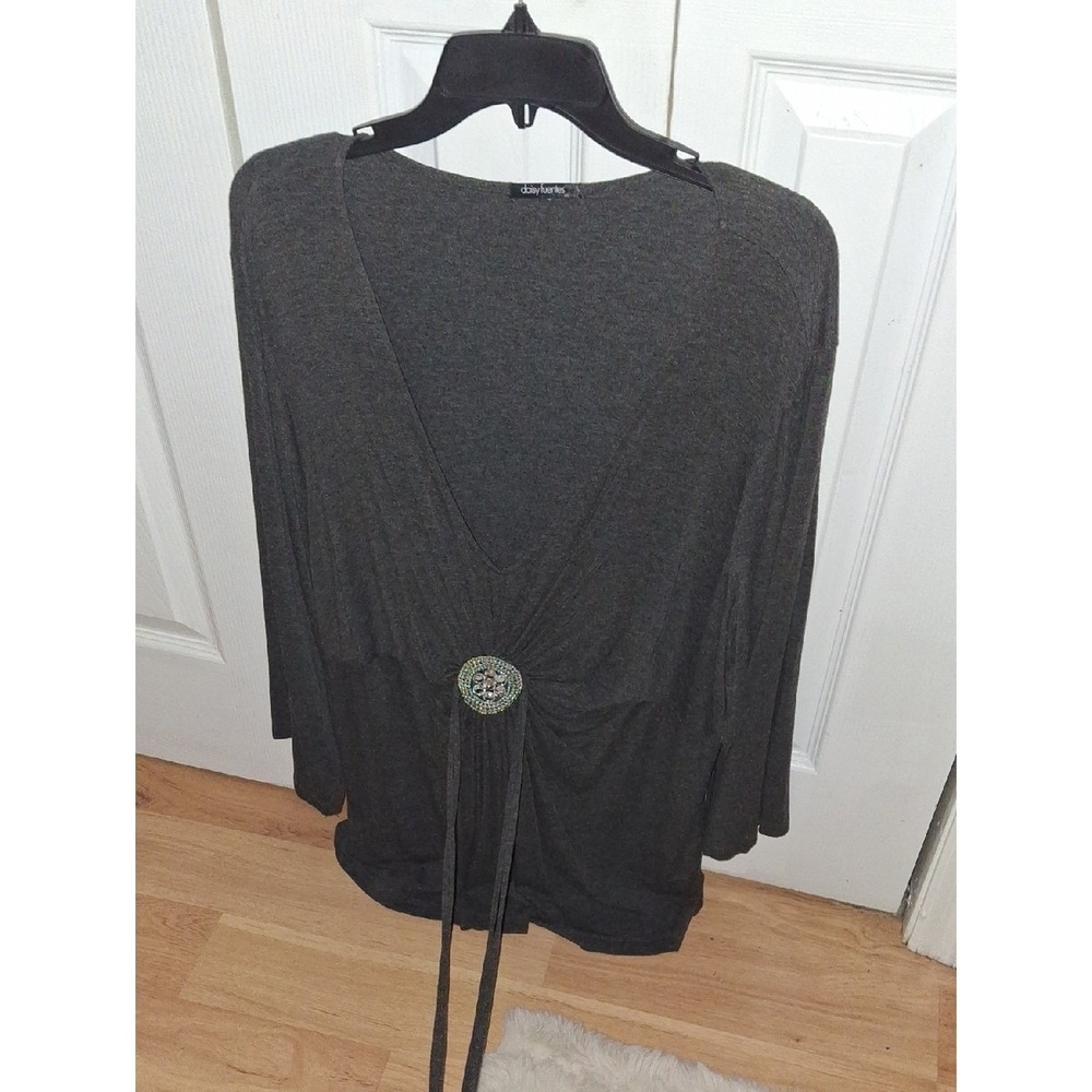 Black Women's V-Neck Blouse with Decorative Tie